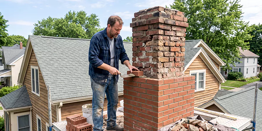 Old and Crumbling Brick Chimney Rebuild Sayreville
