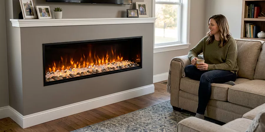 Electric Fireplace With Crystal and Pebble Embers Sayreville